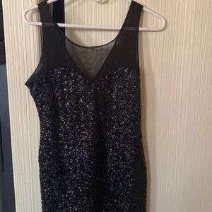 Black sequins marineblue dress, large.